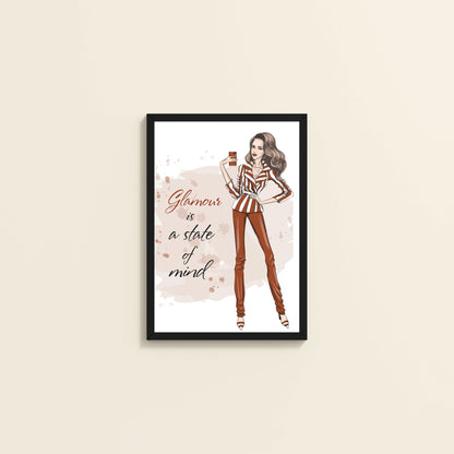 Wall View of Glamour is a State of Mind – Fashion Wall Frame in Black Color Frame