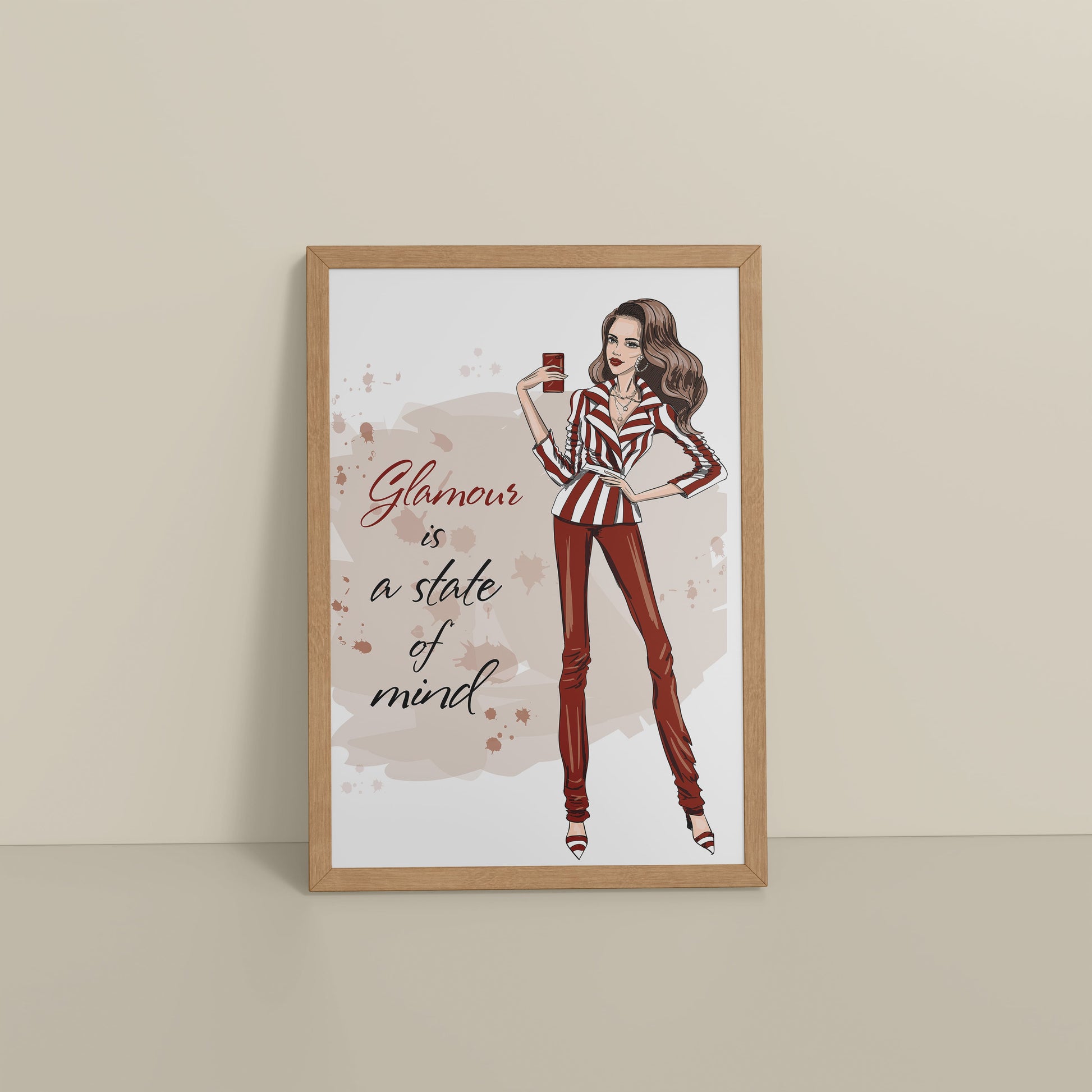 Floor View of Glamour is a State of Mind – Fashion Wall Frame in Natrual Color Frame
