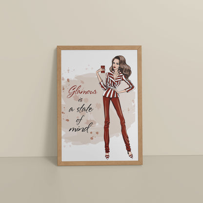 Floor View of Glamour is a State of Mind – Fashion Wall Frame in Natrual Color Frame