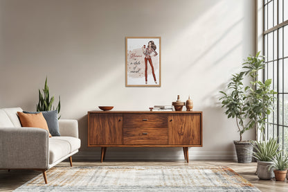 Living Room Sofa Preview of Glamour is a State of Mind – Fashion Wall Frame in Natrual Color Frame
