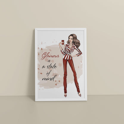 Floor View of Glamour is a State of Mind – Fashion Wall Frame in White Color Frame
