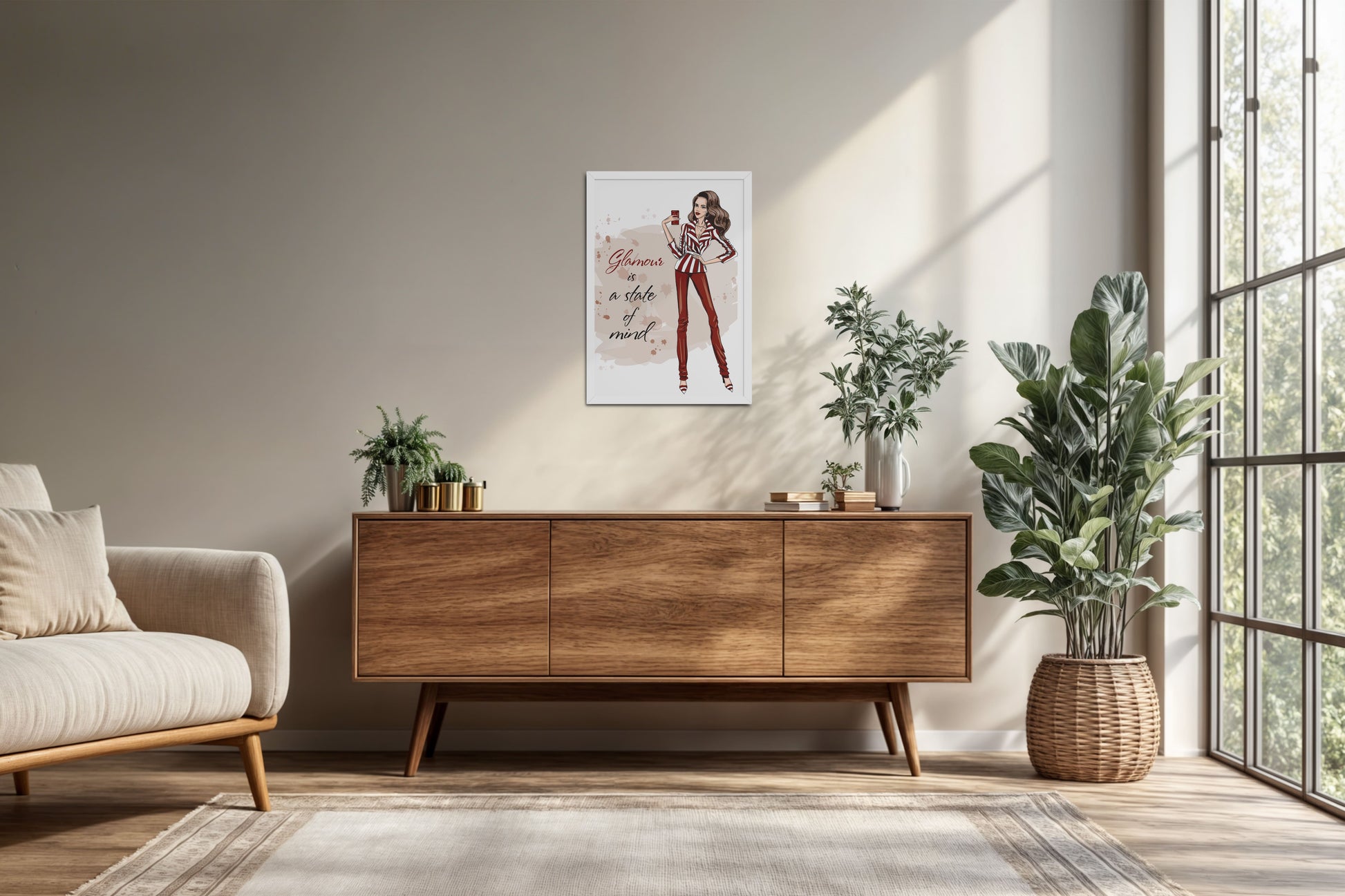 Living Room Cabinet Preview of Glamour is a State of Mind – Fashion Wall Frame in White Color Frame
