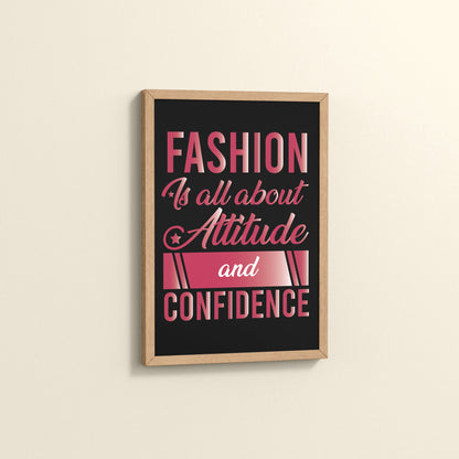Side View of Style, Confidence & Attitude – Fashion Quote Photo Frame in Natrual Color Frame