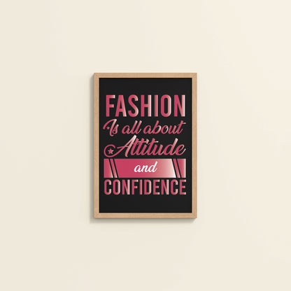 Wall View of Style, Confidence & Attitude – Fashion Quote Photo Frame in Natrual Color Frame