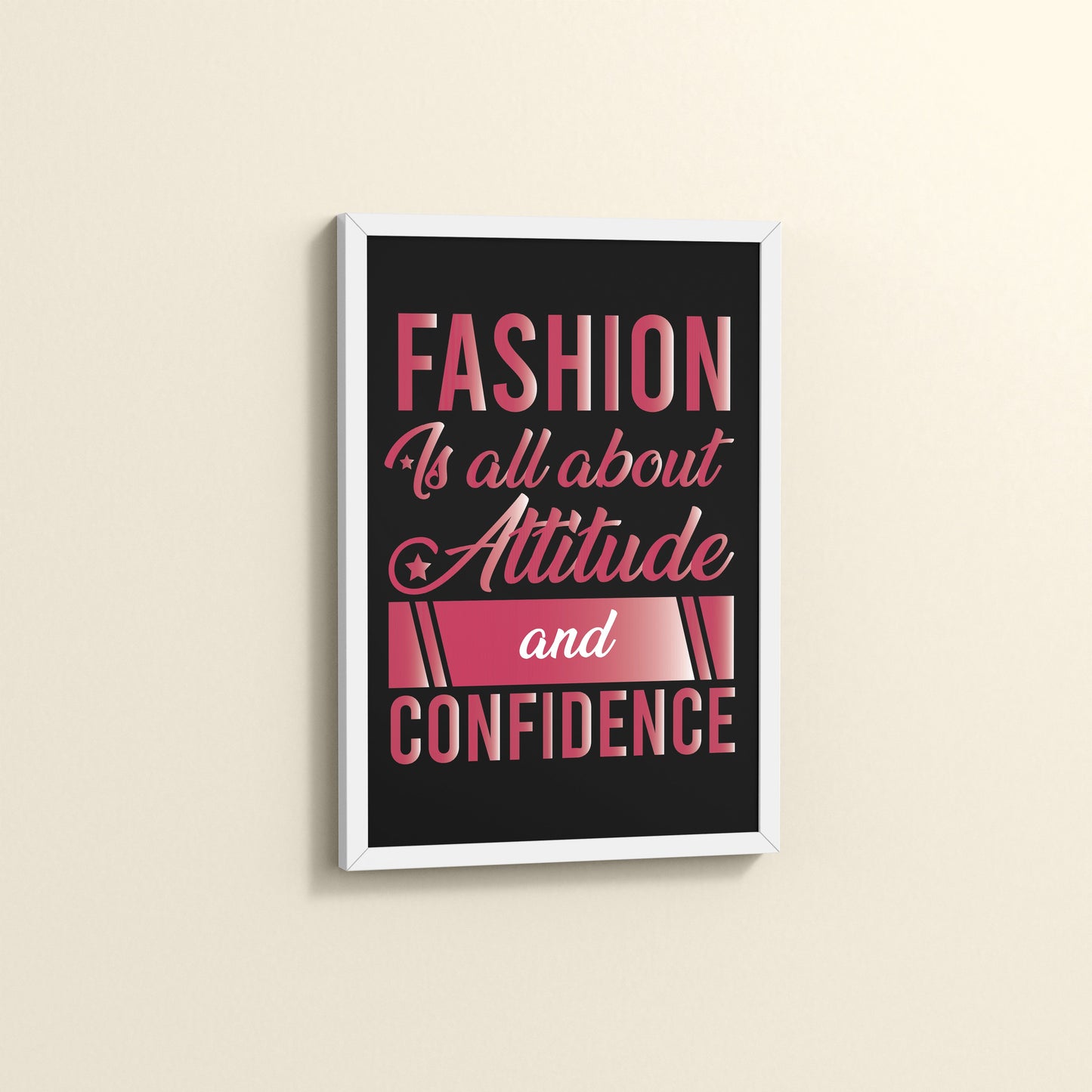 Side View of Style, Confidence & Attitude – Fashion Quote Photo Frame in White Color Frame