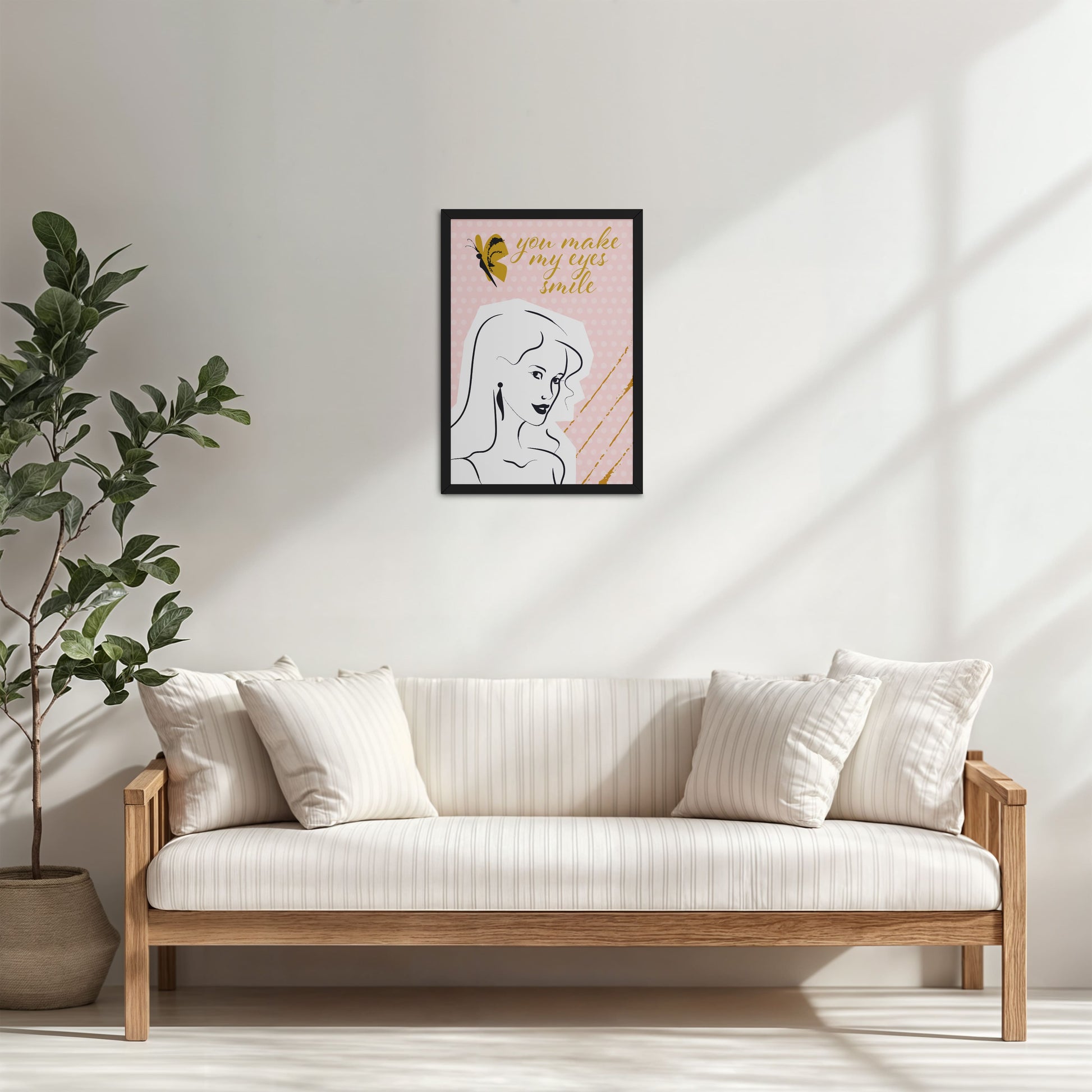 Living Room Cabinet Table Preview of You Make My Eyes Smile – Inspirational Wall Art Frame in Black Color Frame