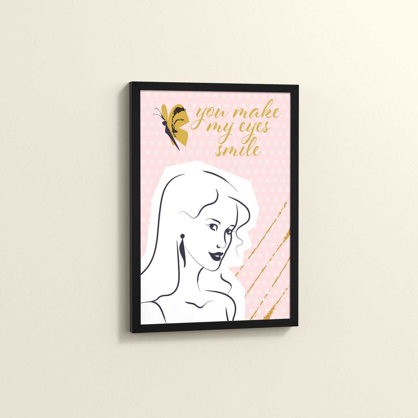Side View of You Make My Eyes Smile – Inspirational Wall Art Frame in Black Color Frame