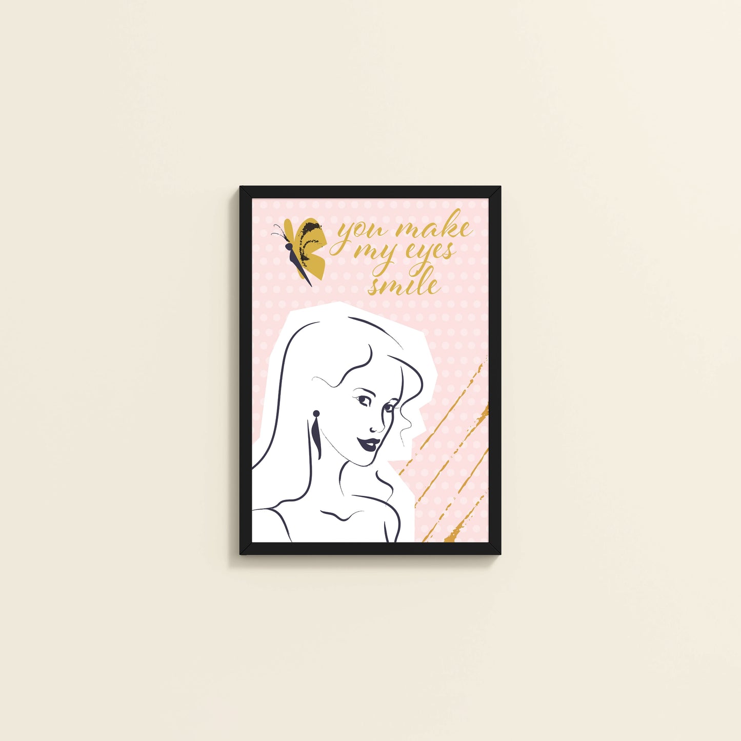 Wall View of You Make My Eyes Smile – Inspirational Wall Art Frame in Black Color Frame