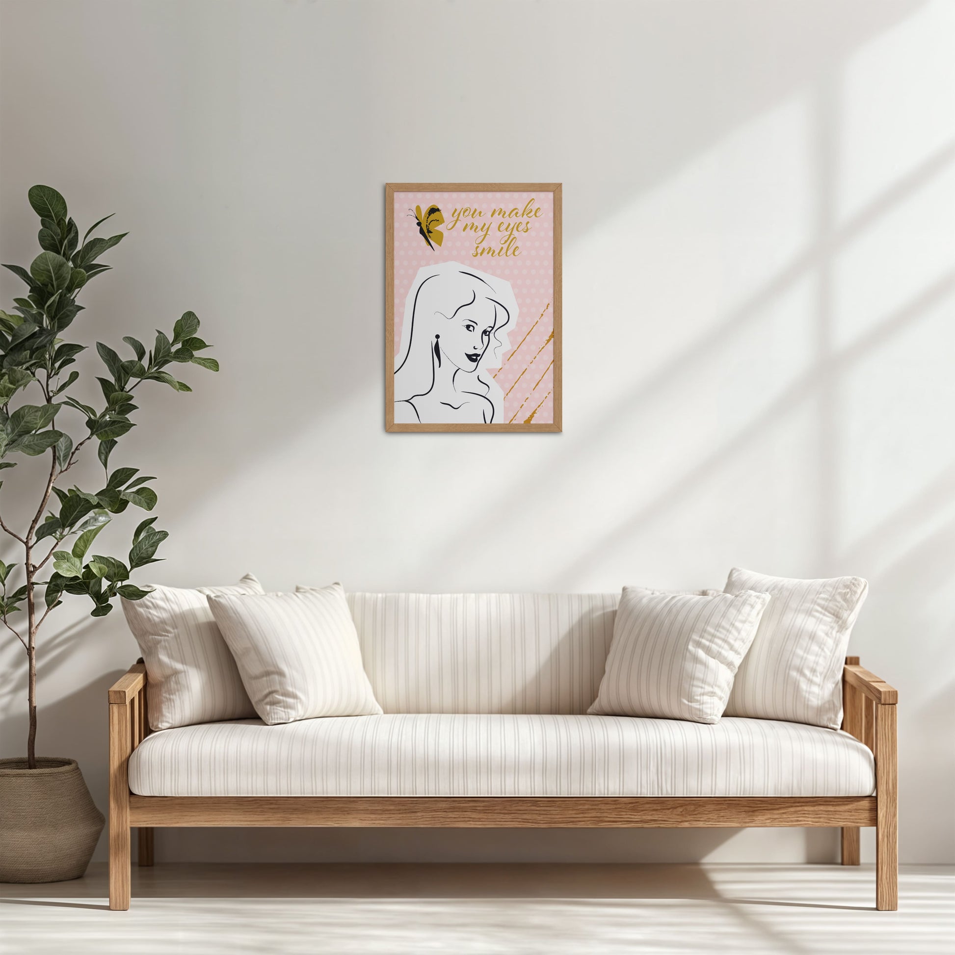 Living Room Cabinet Table Preview of You Make My Eyes Smile – Inspirational Wall Art Frame in Natrual Color Frame