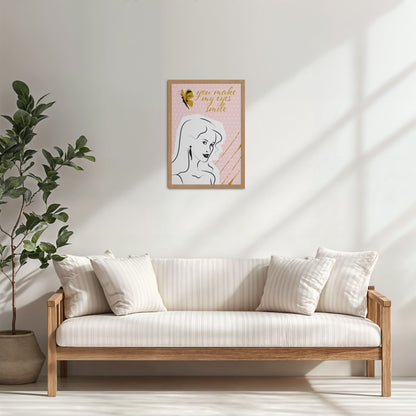 Living Room Cabinet Table Preview of You Make My Eyes Smile – Inspirational Wall Art Frame in Natrual Color Frame