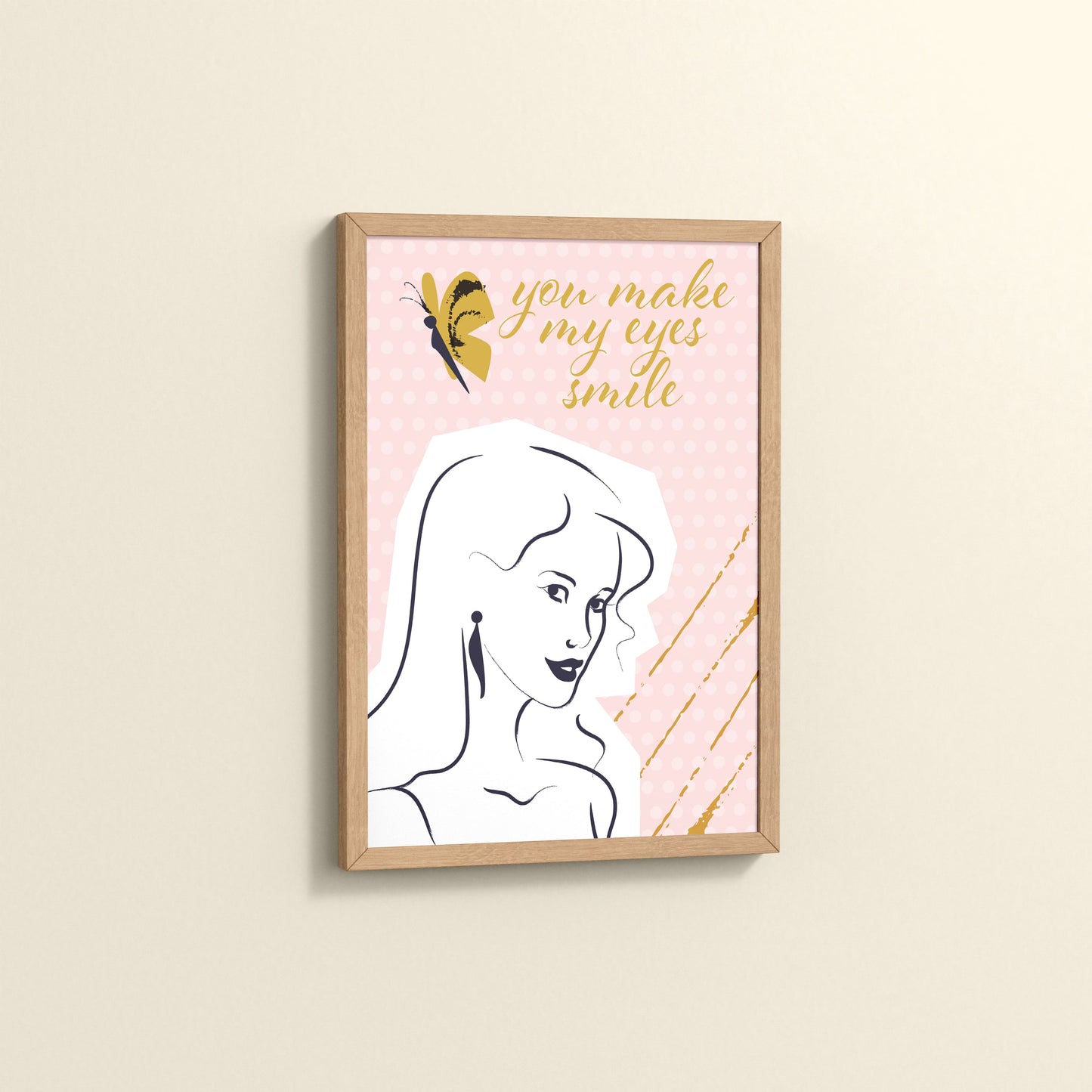 Side View of You Make My Eyes Smile – Inspirational Wall Art Frame in Natrual Color Frame