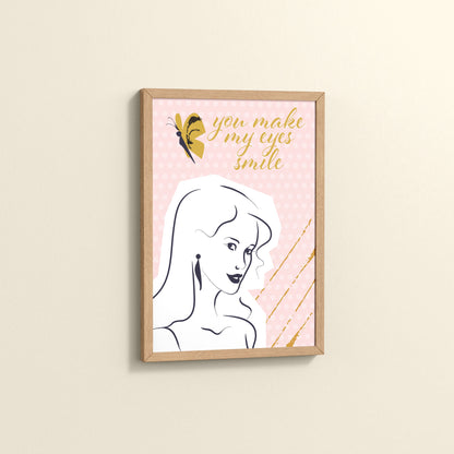 Side View of You Make My Eyes Smile – Inspirational Wall Art Frame in Natrual Color Frame