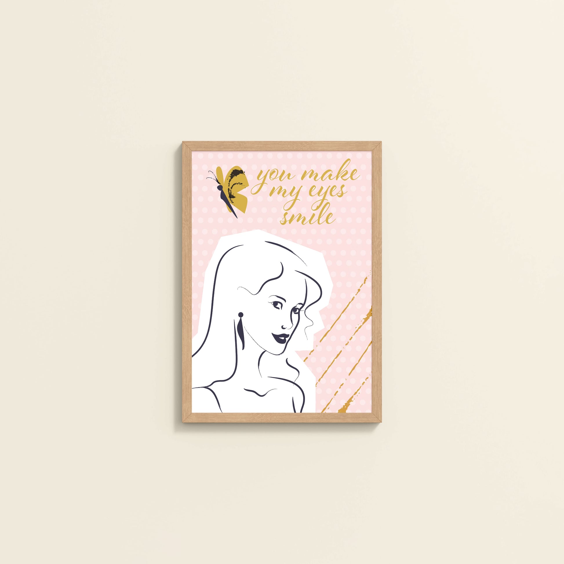 Wall View of You Make My Eyes Smile – Inspirational Wall Art Frame in Natrual Color Frame