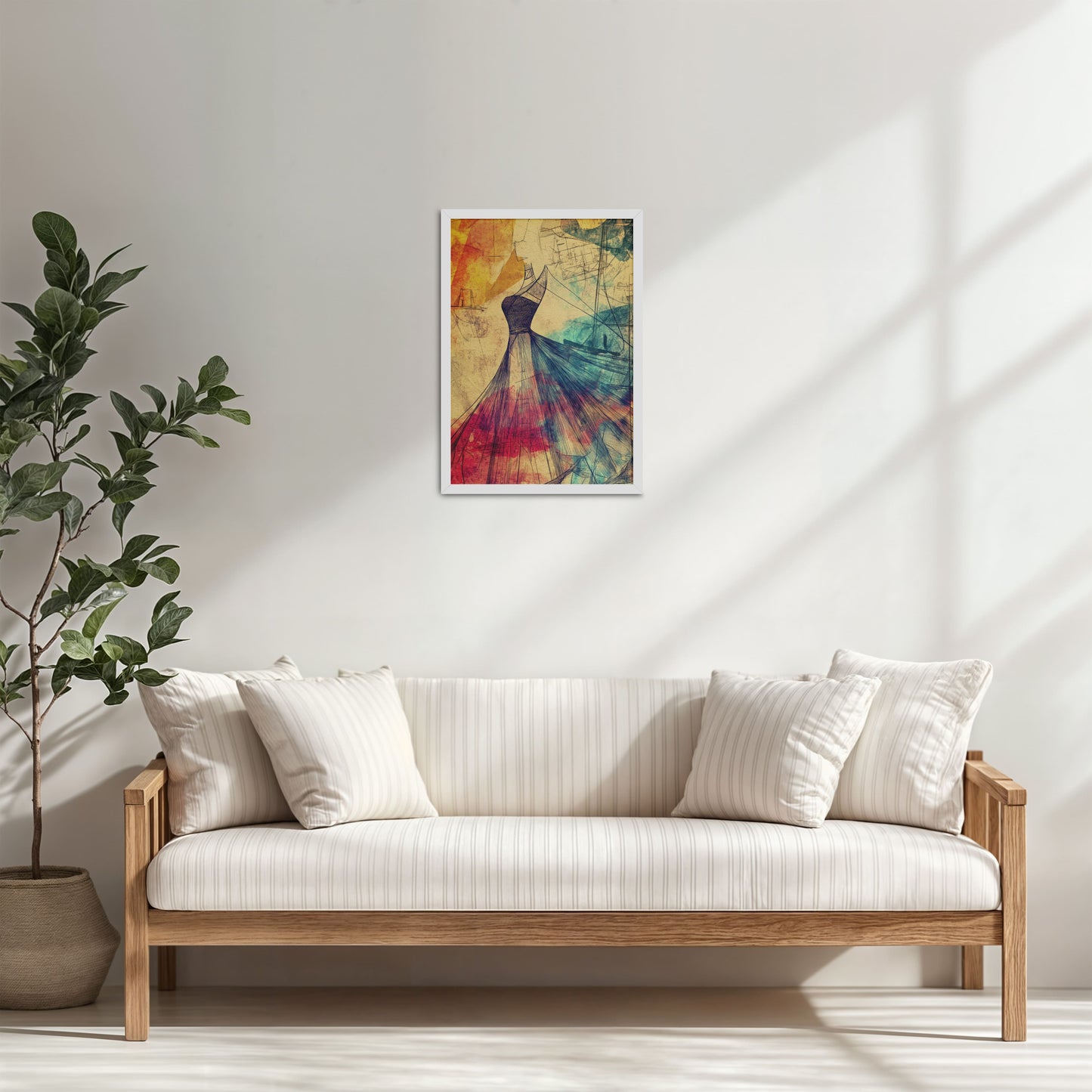 Living Room Cabinet Table Preview of Elegant Sketch – Vintage Dress Fashion Art Frame in White Color Frame