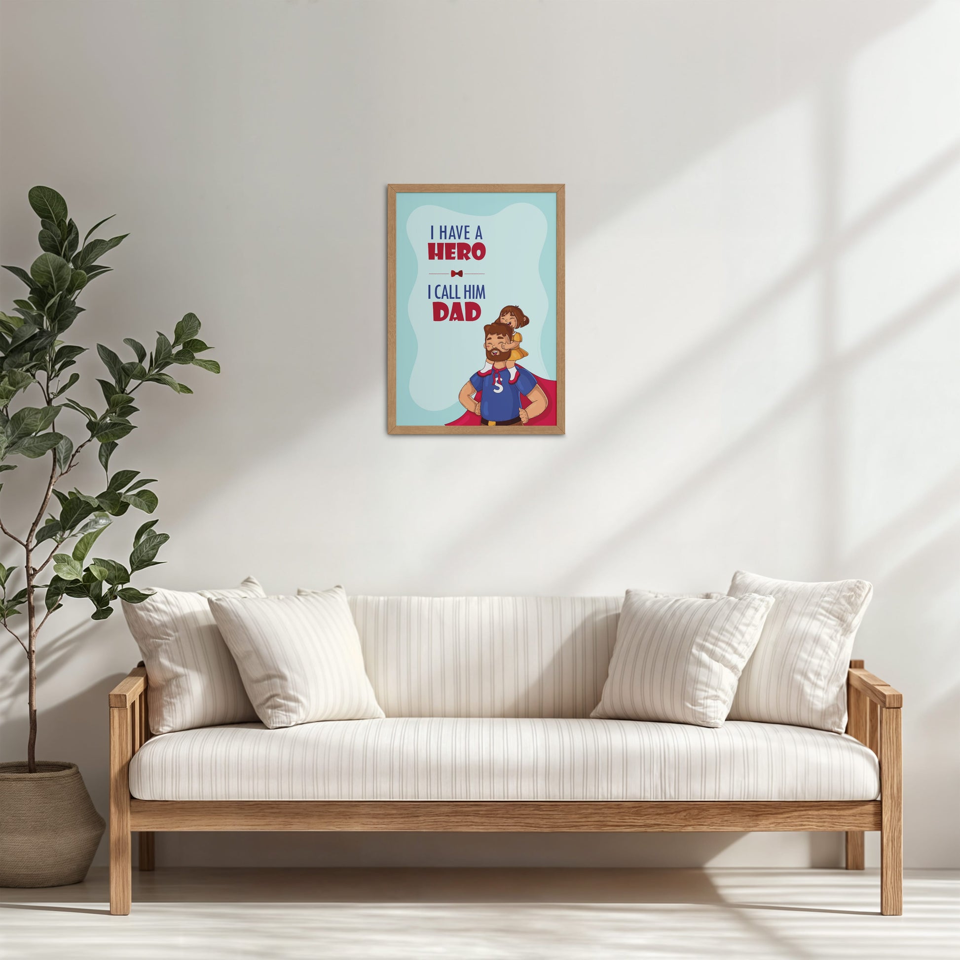 Living Room Cabinet Table Preview of My Hero, My Dad Wall Art Frame in Natrual Color Frame