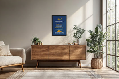 Living Room Cabinet Preview of Daughter of a King – Princess Wall Art in Black Color Frame