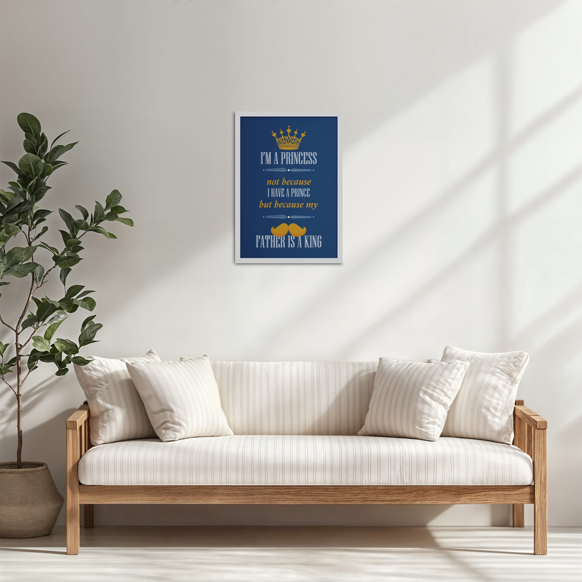 Living Room Cabinet Table Preview of Daughter of a King – Princess Wall Art in White Color Frame