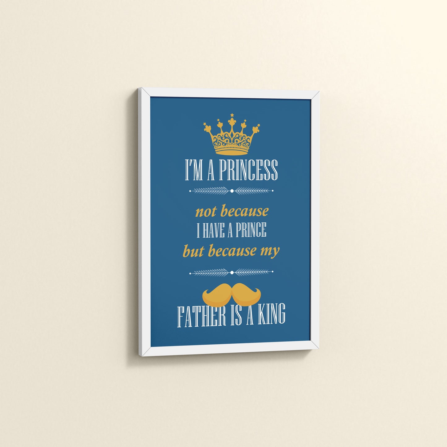 Side View of Daughter of a King – Princess Wall Art in White Color Frame