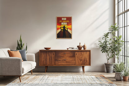 Living Room Sofa Preview of My Forever Hero – Dad Wall Art Frame in Natrual Color Frame