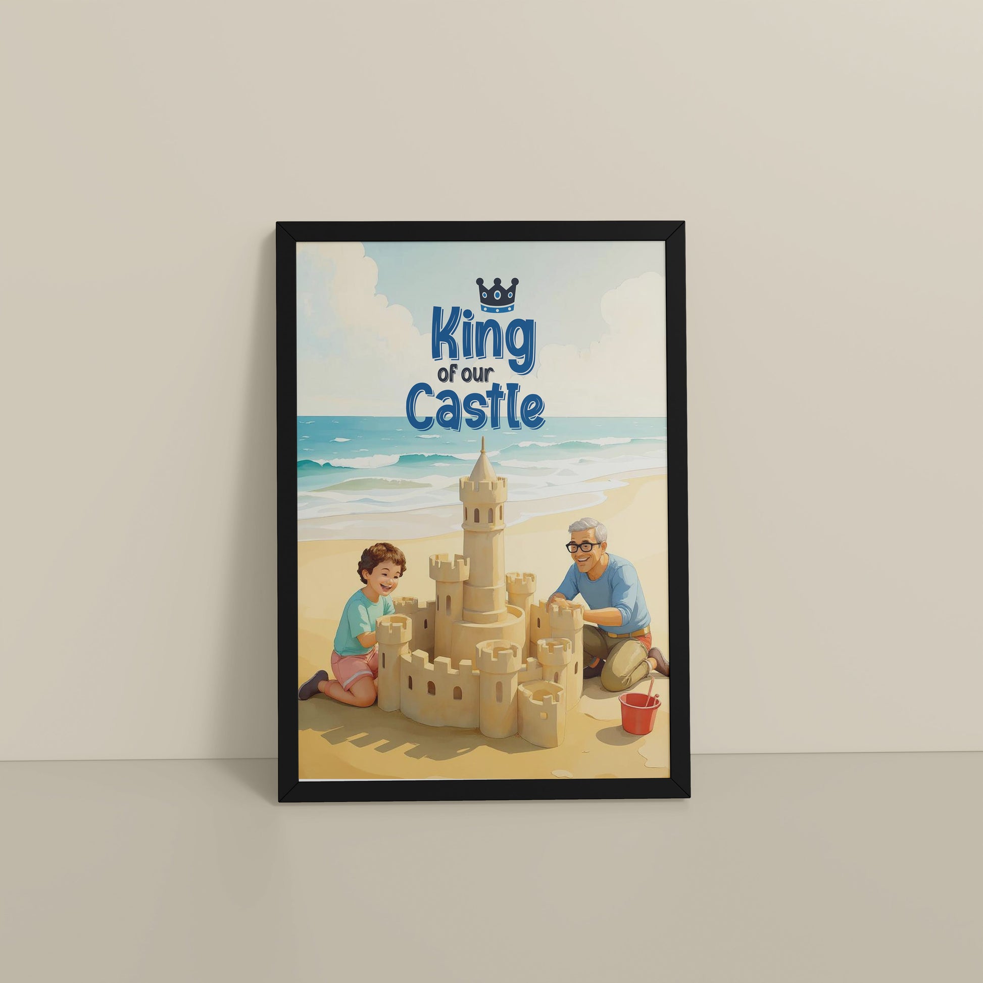 Floor View of King of Our Castle – DAD Wall Art in Black Color Frame
