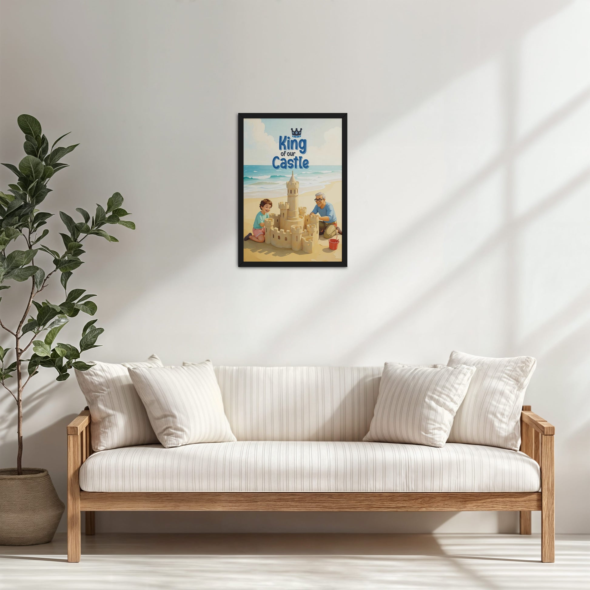 Living Room Cabinet Table Preview of King of Our Castle – DAD Wall Art in Black Color Frame