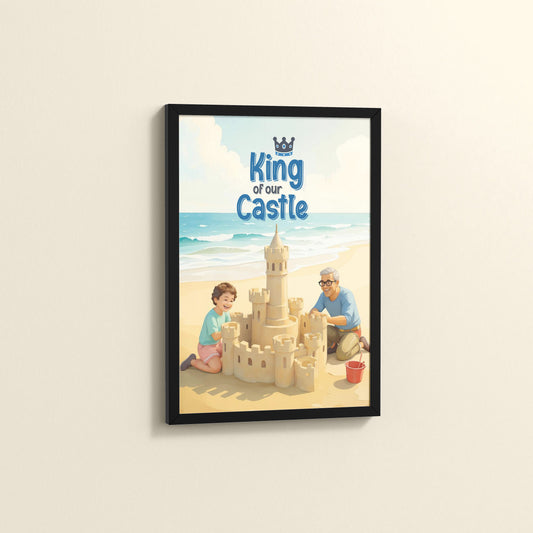 Side View of King of Our Castle – DAD Wall Art in Black Color Frame