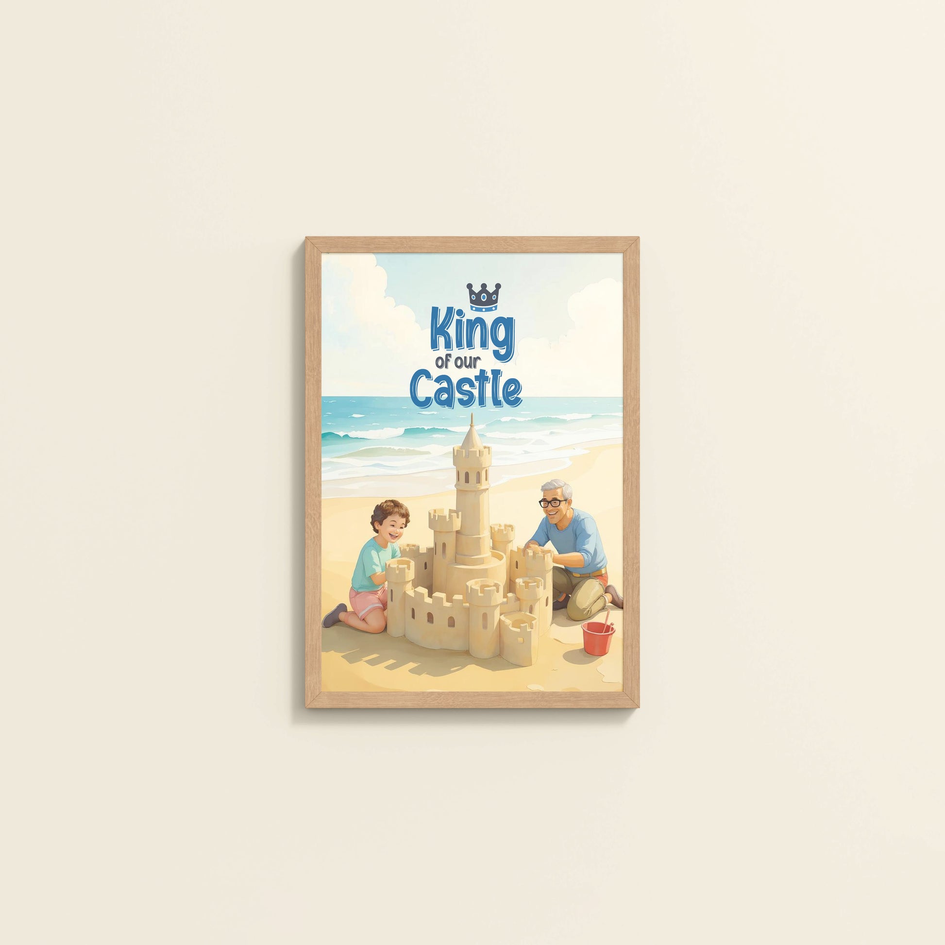 Wall View of King of Our Castle – DAD Wall Art in Natrual Color Frame