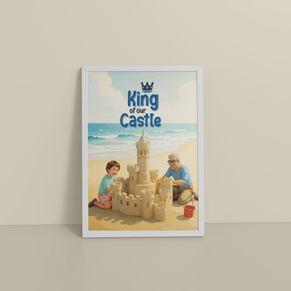 Floor View of King of Our Castle – DAD Wall Art in White Color Frame