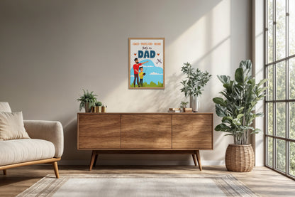Living Room Cabinet Preview of That’s My Dad – Coach, Protector, Friend Wall Art in Natrual Color Frame