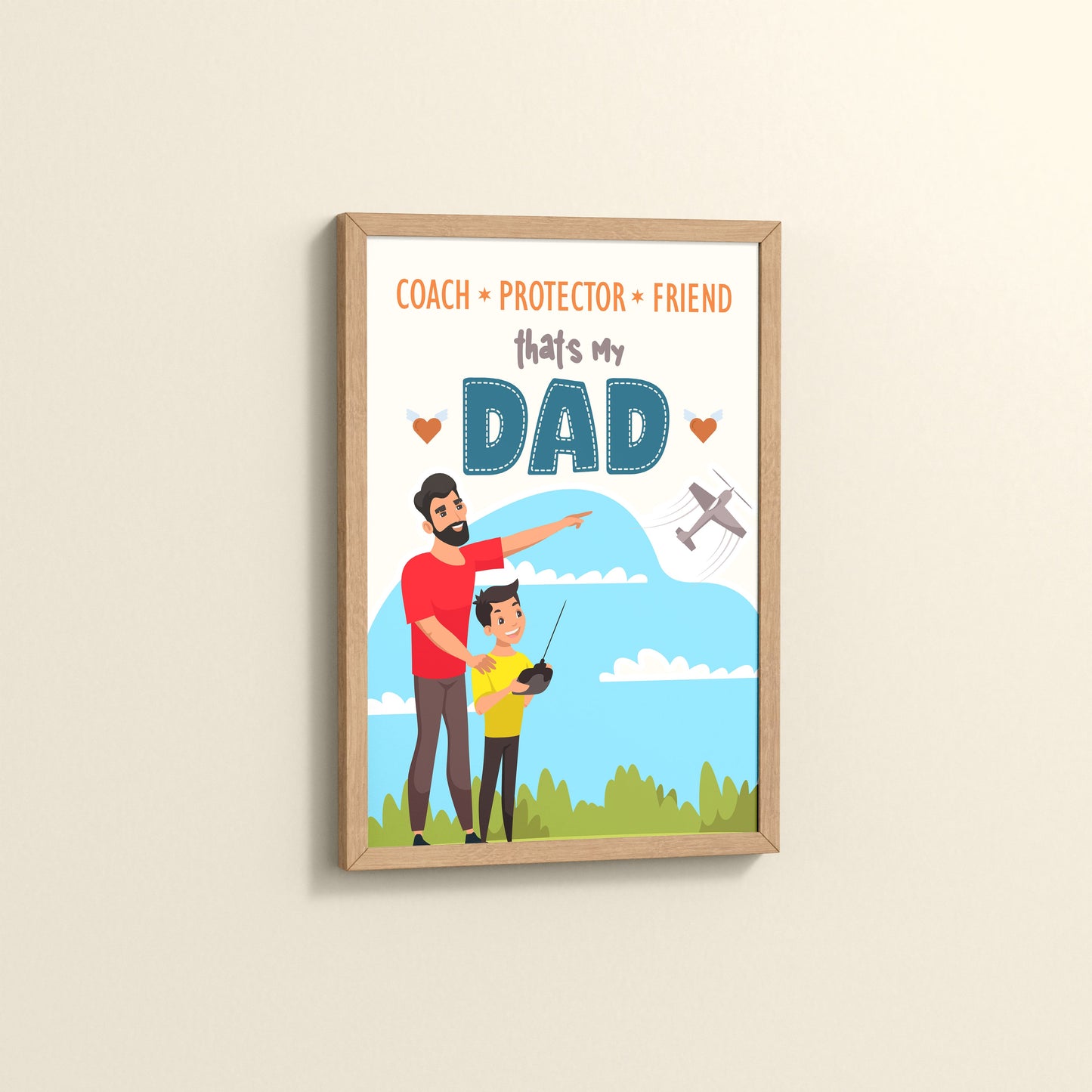 Side View of That’s My Dad – Coach, Protector, Friend Wall Art in Natrual Color Frame
