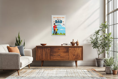 Living Room Sofa Preview of That’s My Dad – Coach, Protector, Friend Wall Art in White Color Frame