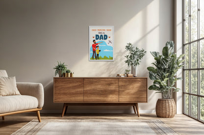 Living Room Cabinet Preview of That’s My Dad – Coach, Protector, Friend Wall Art in White Color Frame