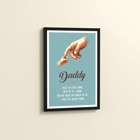 Side View of Hold My Hand, Daddy – Father-Child Wall Art in Black Color Frame