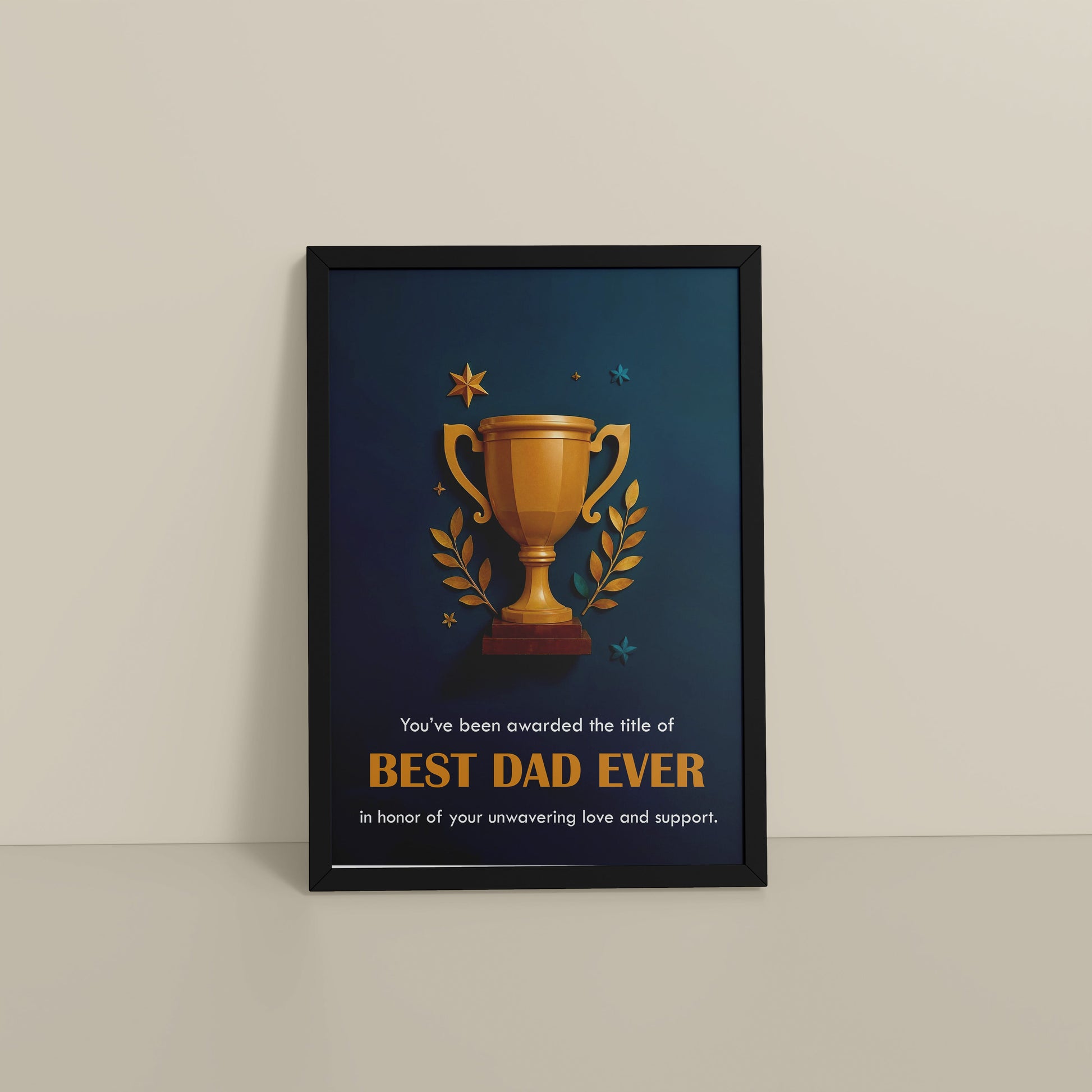 Floor View of Best Dad Ever – Officially Awarded Wall Art in Black Color Frame