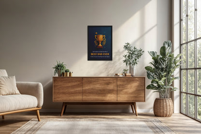 Living Room Cabinet Preview of Best Dad Ever – Officially Awarded Wall Art in Black Color Frame