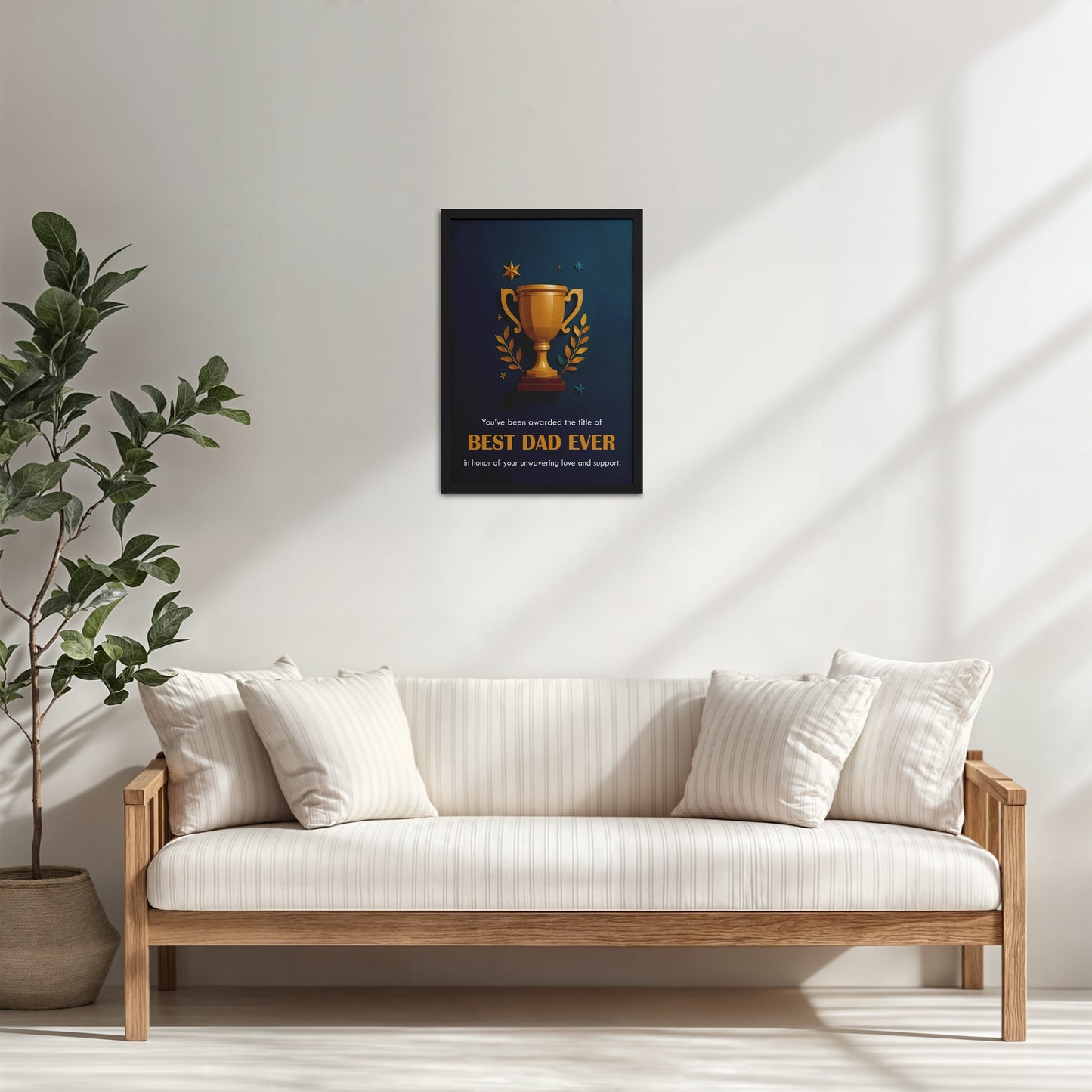 Living Room Cabinet Table Preview of Best Dad Ever – Officially Awarded Wall Art in Black Color Frame