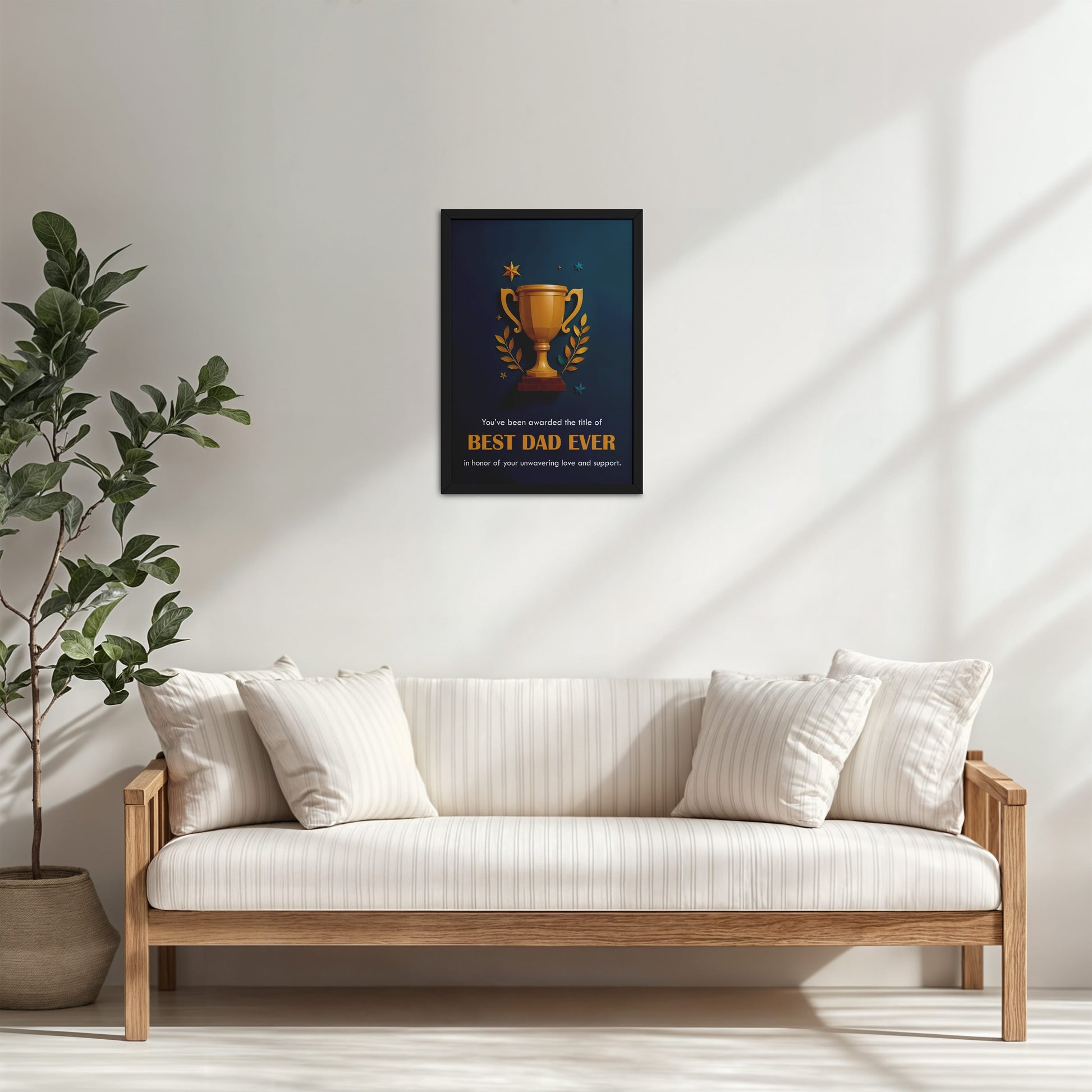Living Room Cabinet Table Preview of Best Dad Ever – Officially Awarded Wall Art in Black Color Frame