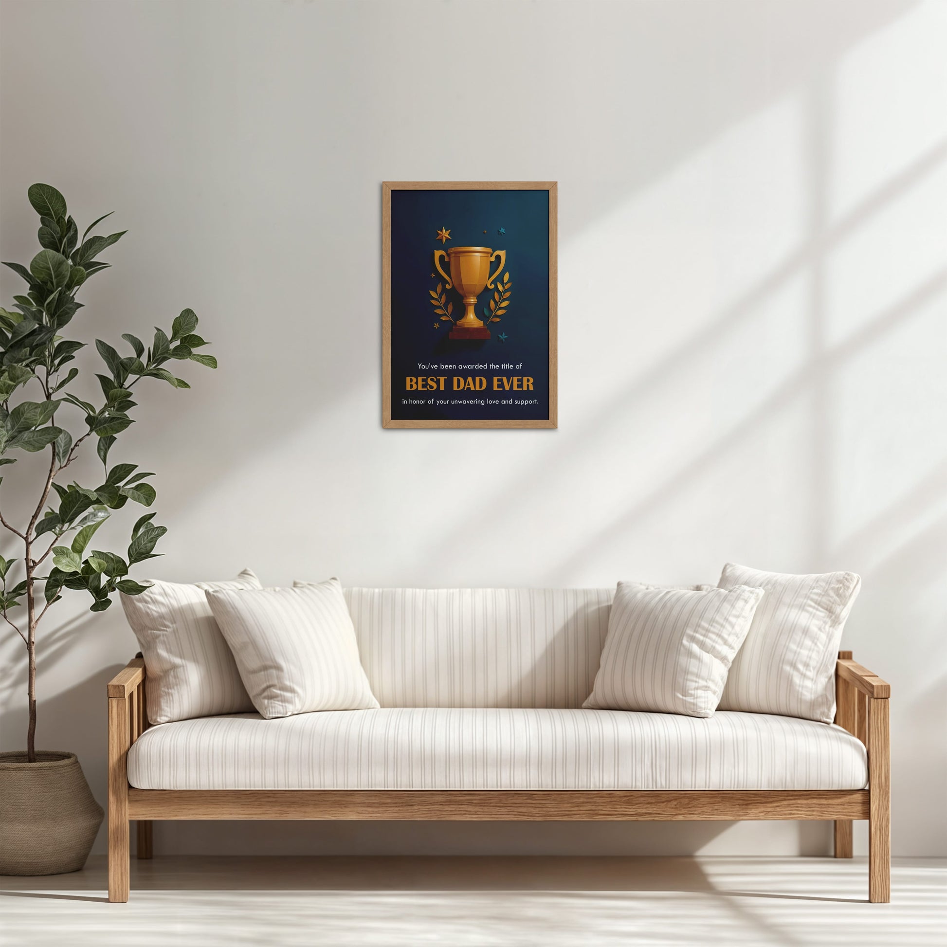 Living Room Cabinet Table Preview of Best Dad Ever – Officially Awarded Wall Art in Natrual Color Frame