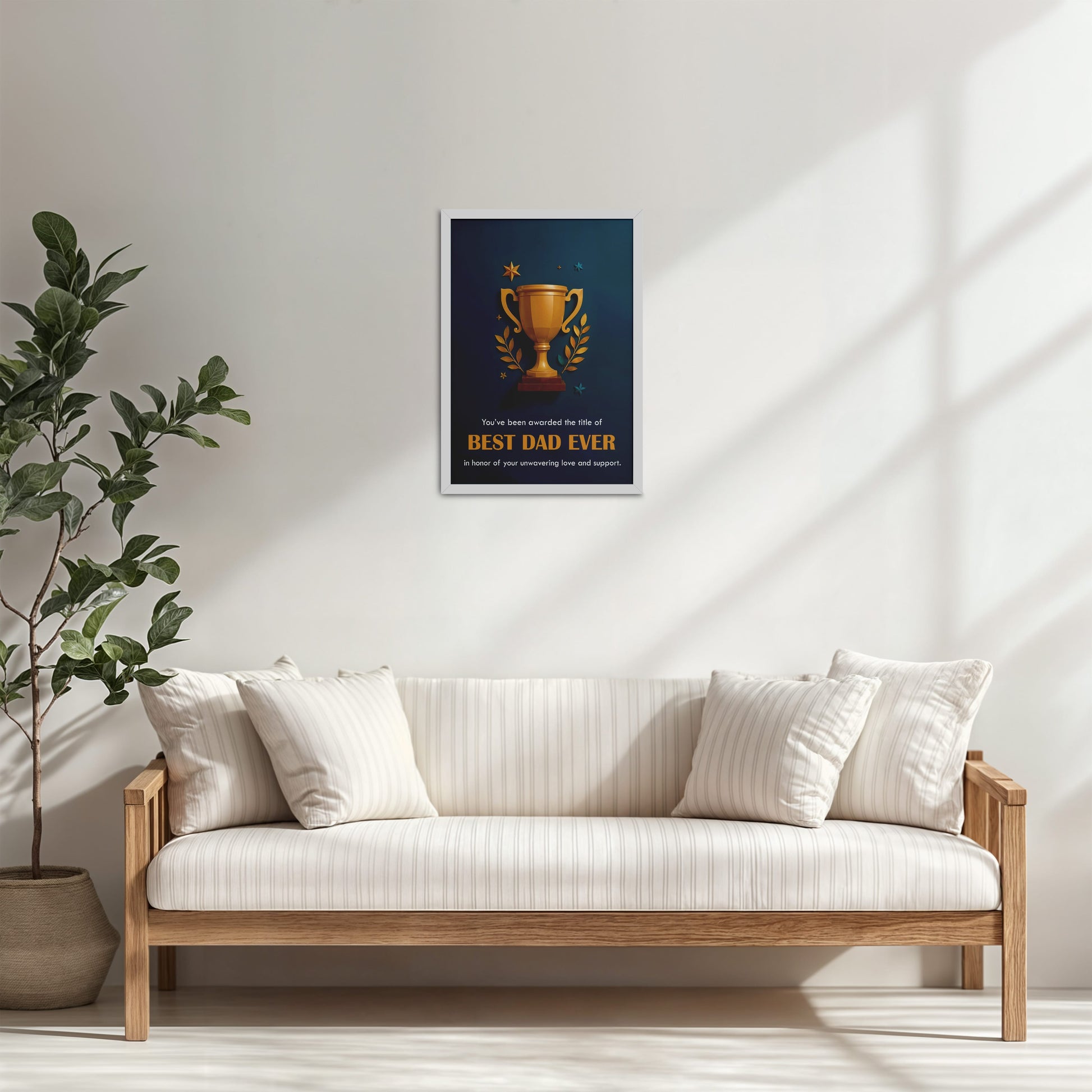 Living Room Cabinet Table Preview of Best Dad Ever – Officially Awarded Wall Art in White Color Frame
