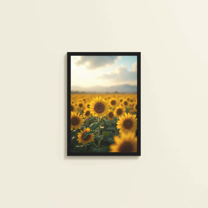 Wall View of Golden Bloom – Sunflowers Wall Art Frame in Black Color Frame