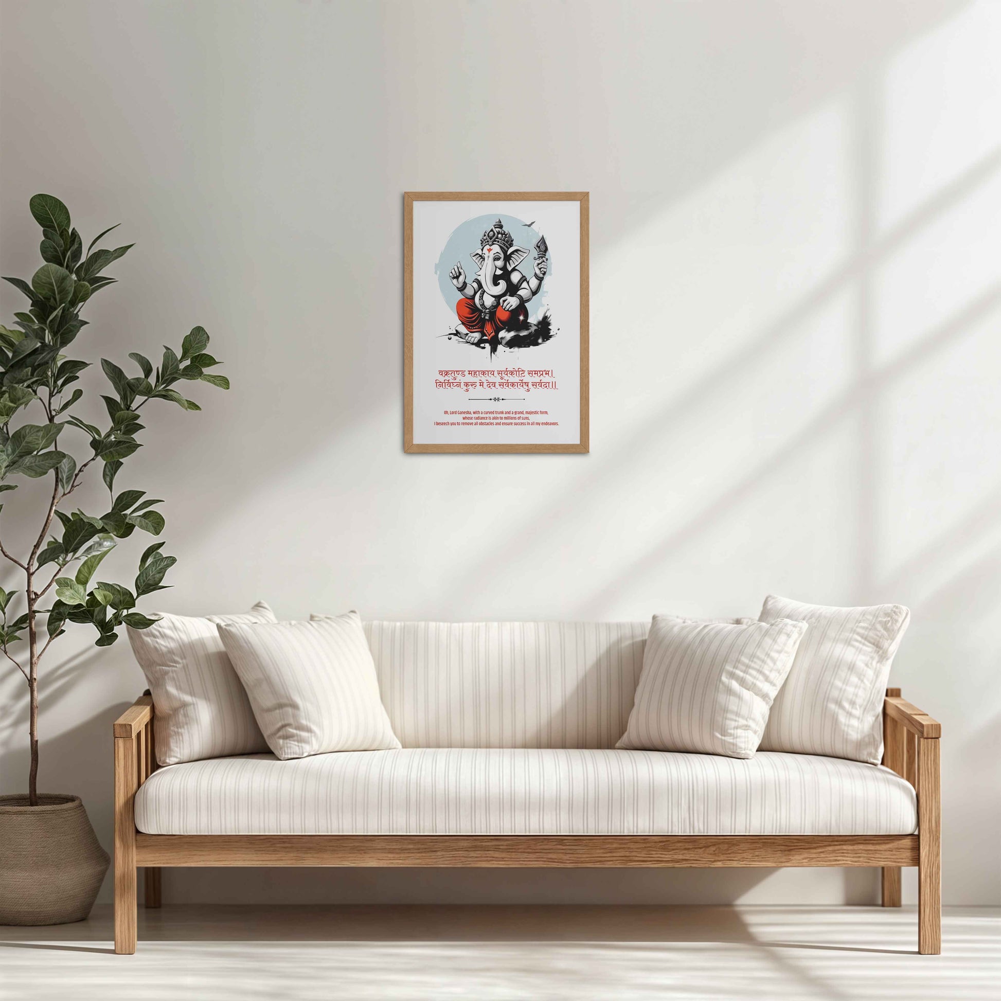 Living Room Cabinet Table Preview of Artistic Ganesha Photo Frame – A Symbol of Peace & Positivity in Natrual Color Frame