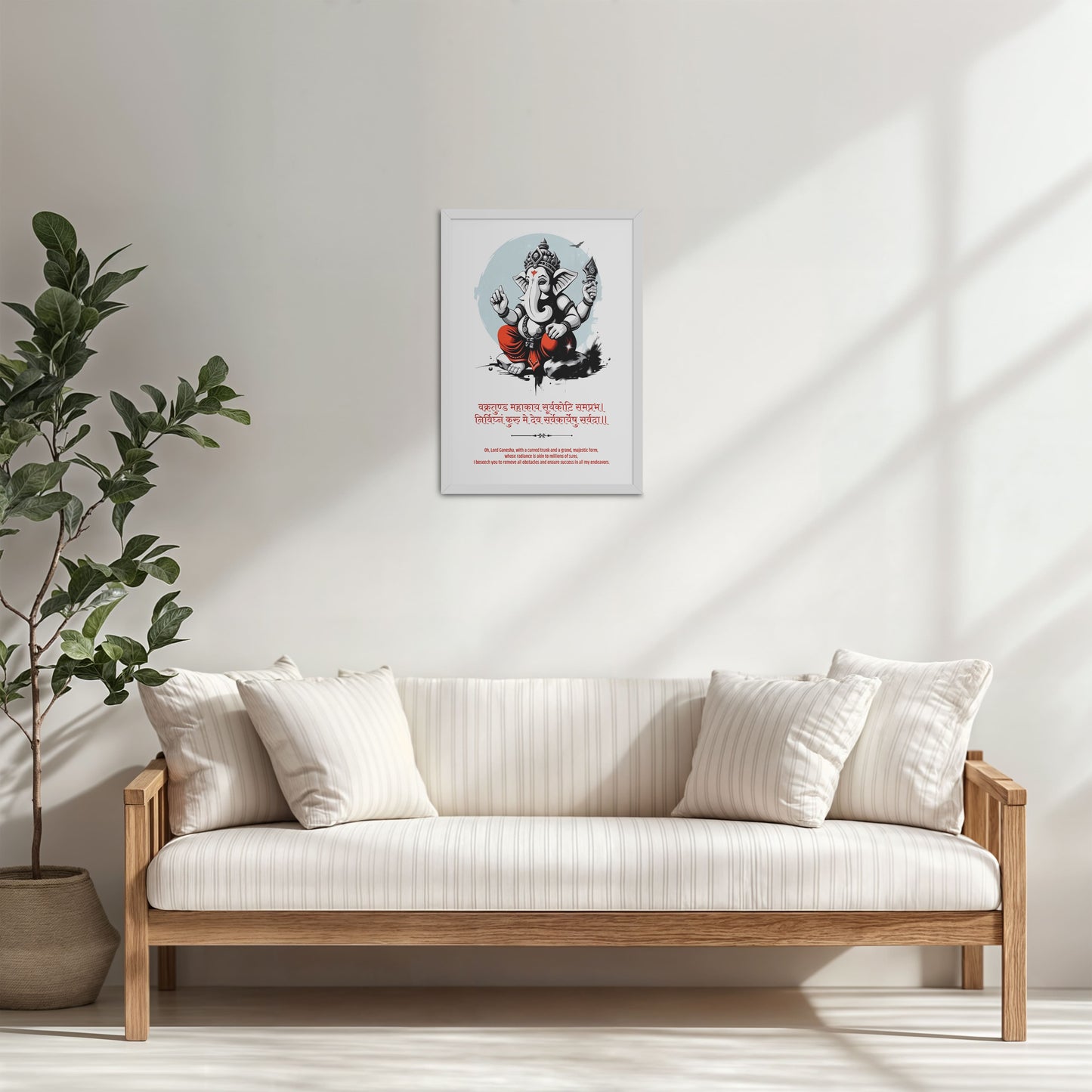 Living Room Cabinet Table Preview of Artistic Ganesha Photo Frame – A Symbol of Peace & Positivity in White Color Frame