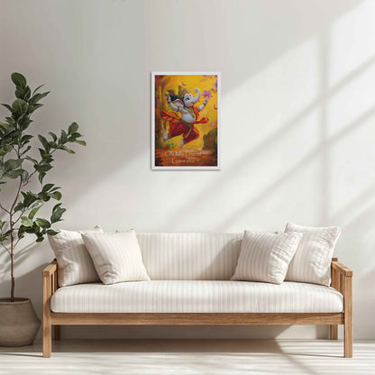 Living Room Sofa Preview of Oh My Friend Ganesha – Colorful Bal Ganesh Wall Decor Photo Frame in White Color Frame