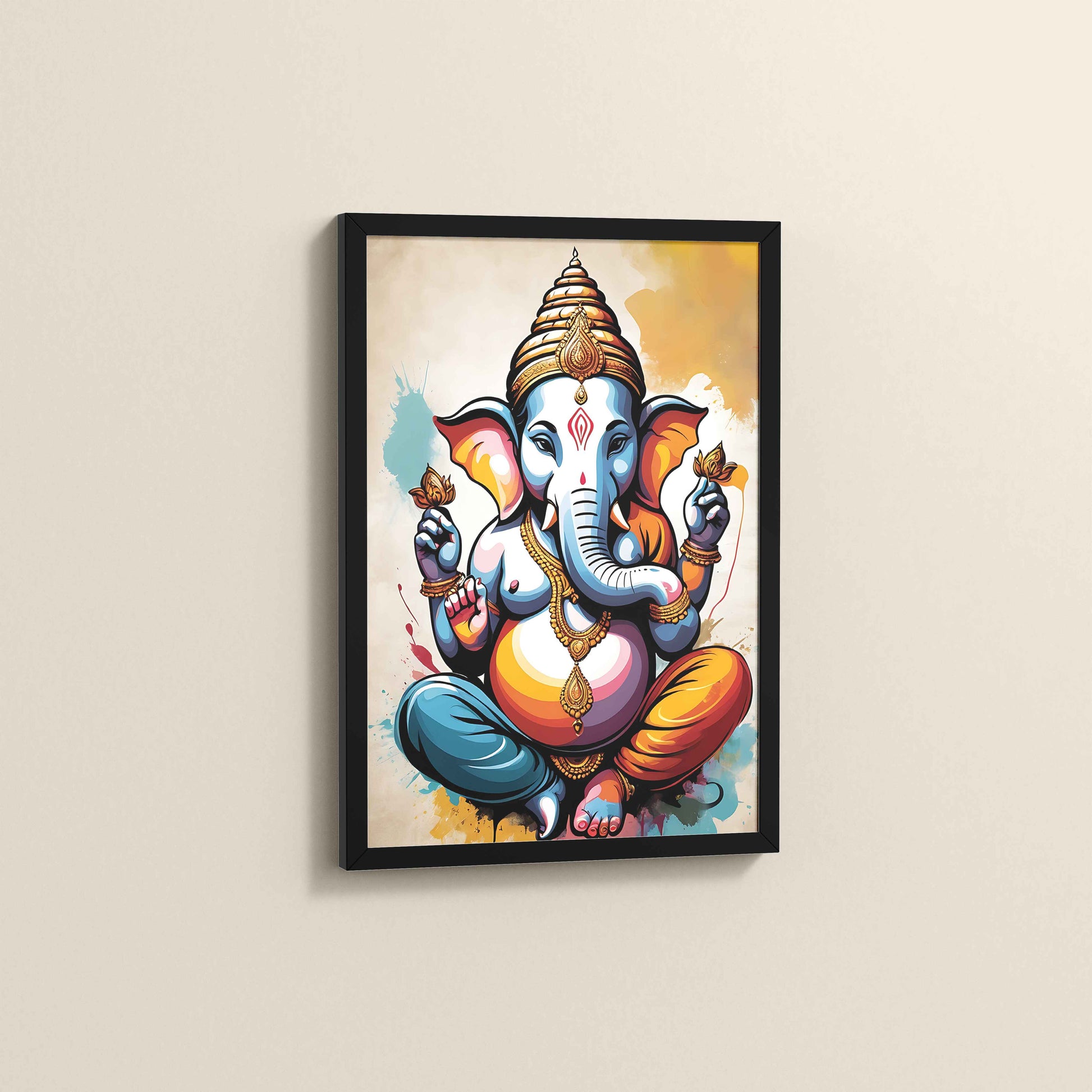 Side View of Blessings of Ganesha – Spiritual Photo Frame & Wall Art in Black Color Frame