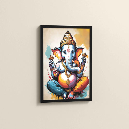 Side View of Blessings of Ganesha – Spiritual Photo Frame & Wall Art in Black Color Frame