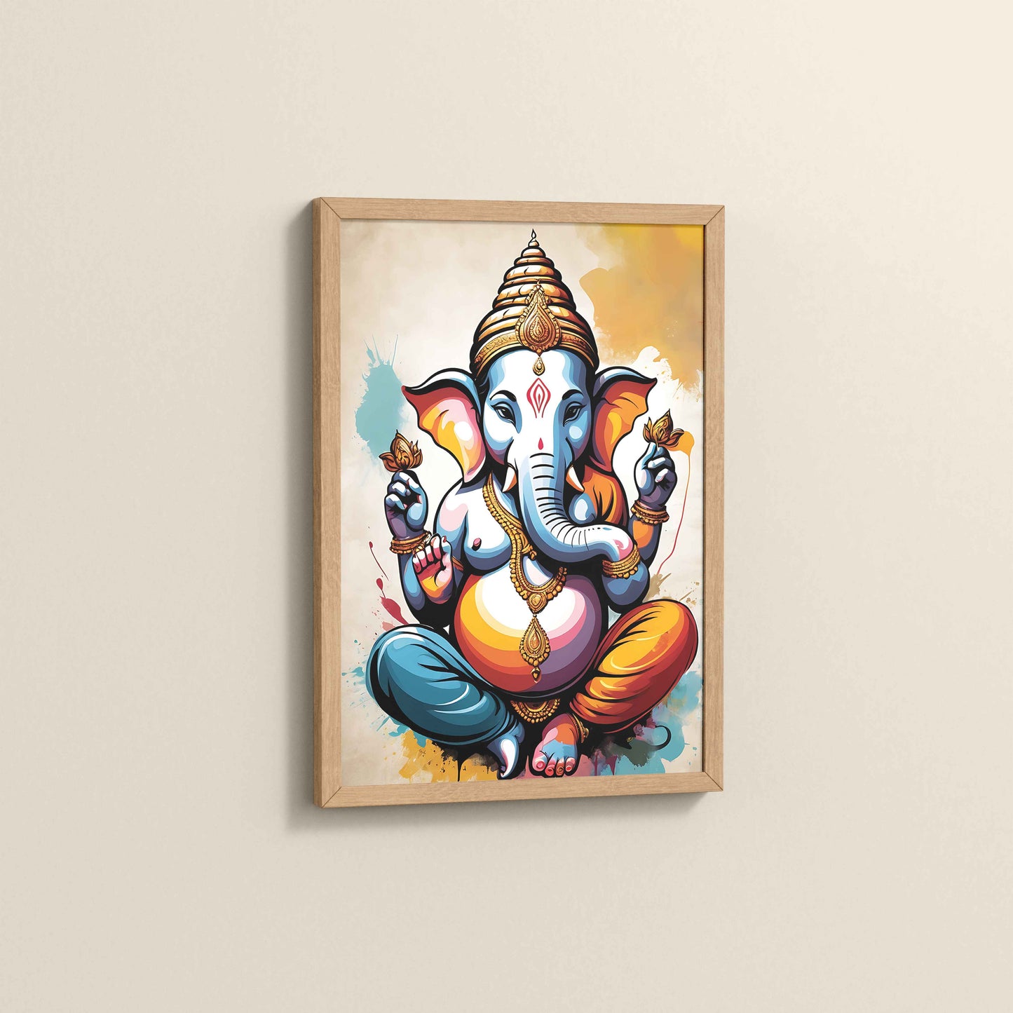 Side View of Blessings of Ganesha – Spiritual Photo Frame & Wall Art in Natrual Color Frame