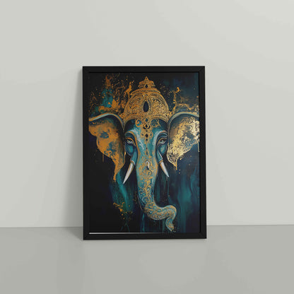 Floor View of Vighnaharta Lord Ganesha Wall Artwork – Symbol of Obstacle Removal & Peace in Black Color Frame