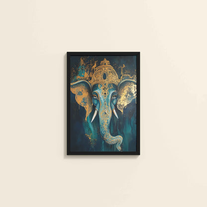 Wall View of Vighnaharta Lord Ganesha Wall Artwork – Symbol of Obstacle Removal & Peace in Black Color Frame