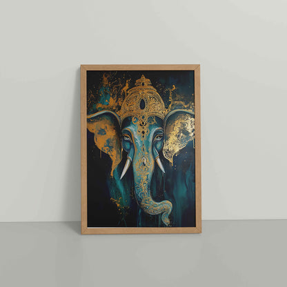 Floor View of Vighnaharta Lord Ganesha Wall Artwork – Symbol of Obstacle Removal & Peace in Natrual Color Frame