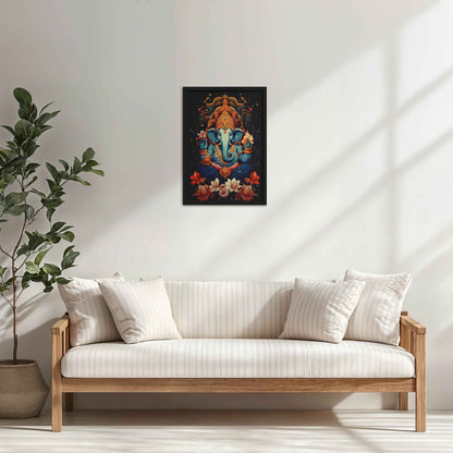 Living Room Cabinet Table Preview of Vighnaharta Lord Ganesha Wall Frame – Spiritual Decor in Black Color Frame